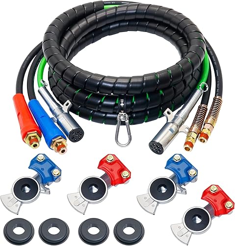Dazakoot Kit de manguera de aire de 15 pies, 3 en 1 envoltura ABS y manguera de línea de aire eléctrica para remolque de tractor de semirremolque,