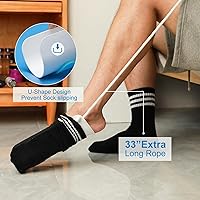 Vista 3 de Kit de ayuda para calcetines Jellas, dispositivo flexible con cuerda larga - Ayuda para calcetines fácil de poner y quitar, dispositivo para ponerse