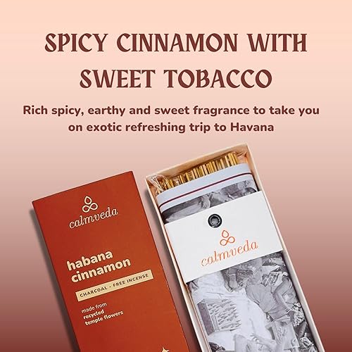 Miniatura 3 de Havana Cinnamon Incense Stick Exotic - Incienso calmante de meditación 80 palos sin carbón hecho de flores recicladas  Regala incienso de otoño con