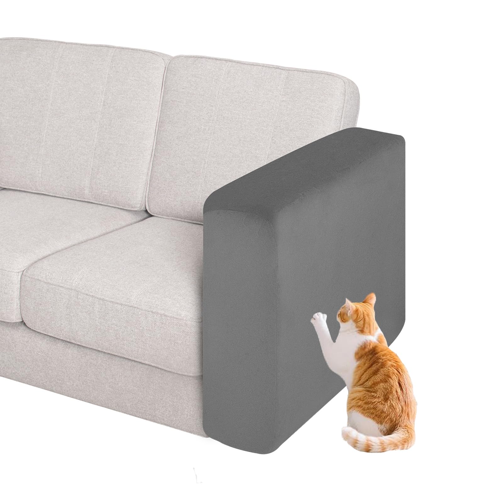 YCDZSW Velvet Arm Caps, Stretch Armrest Covers, Chair Arms Protectors, Anti-Slip Sofa Arm Covers, 1 Pair, Machine Washable, for Chairs Couch Sofa Armchair (Grey,M)