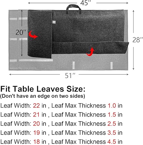 Miniatura 2 de Bolsa de almacenamiento acolchada para hojas de mesa, 1 paquete, cubierta de hojas de fieltro grueso para almacenamiento, protector de bolsa de