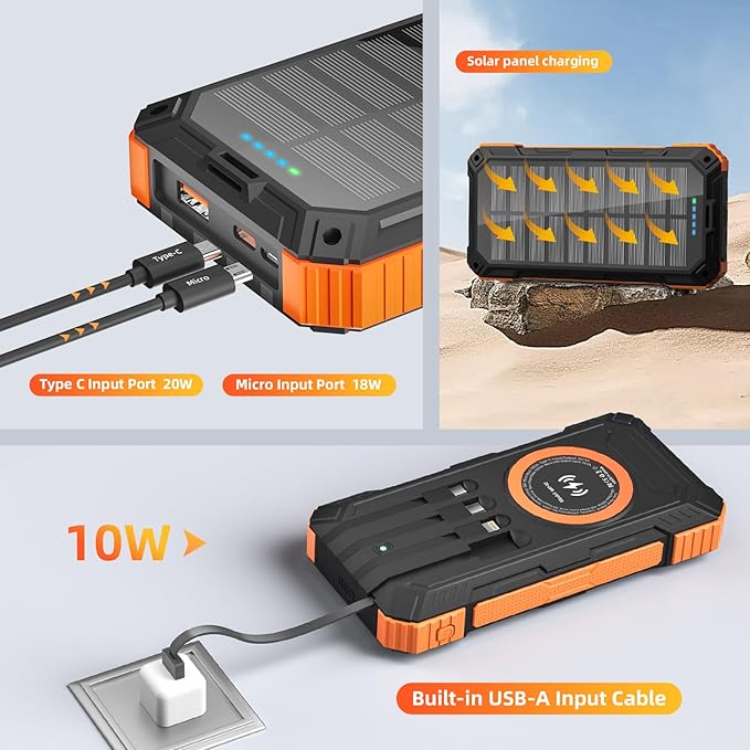 Cargador Solar Power Bank 49800mAh Carga Inalámbrica 22.5W QC3.0 miniatura 5