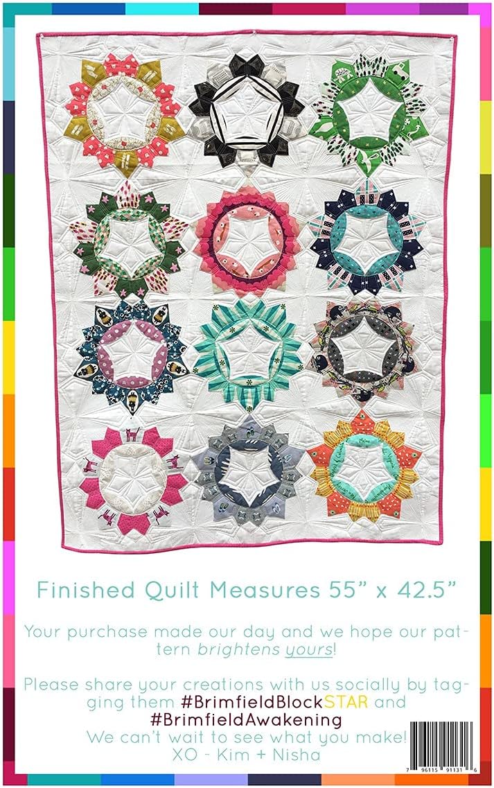 Brimfield Awakening Paper Pieced Quilt Pattern - Brimfield Block Star (Finished Project Size is 55" x 42.5")
