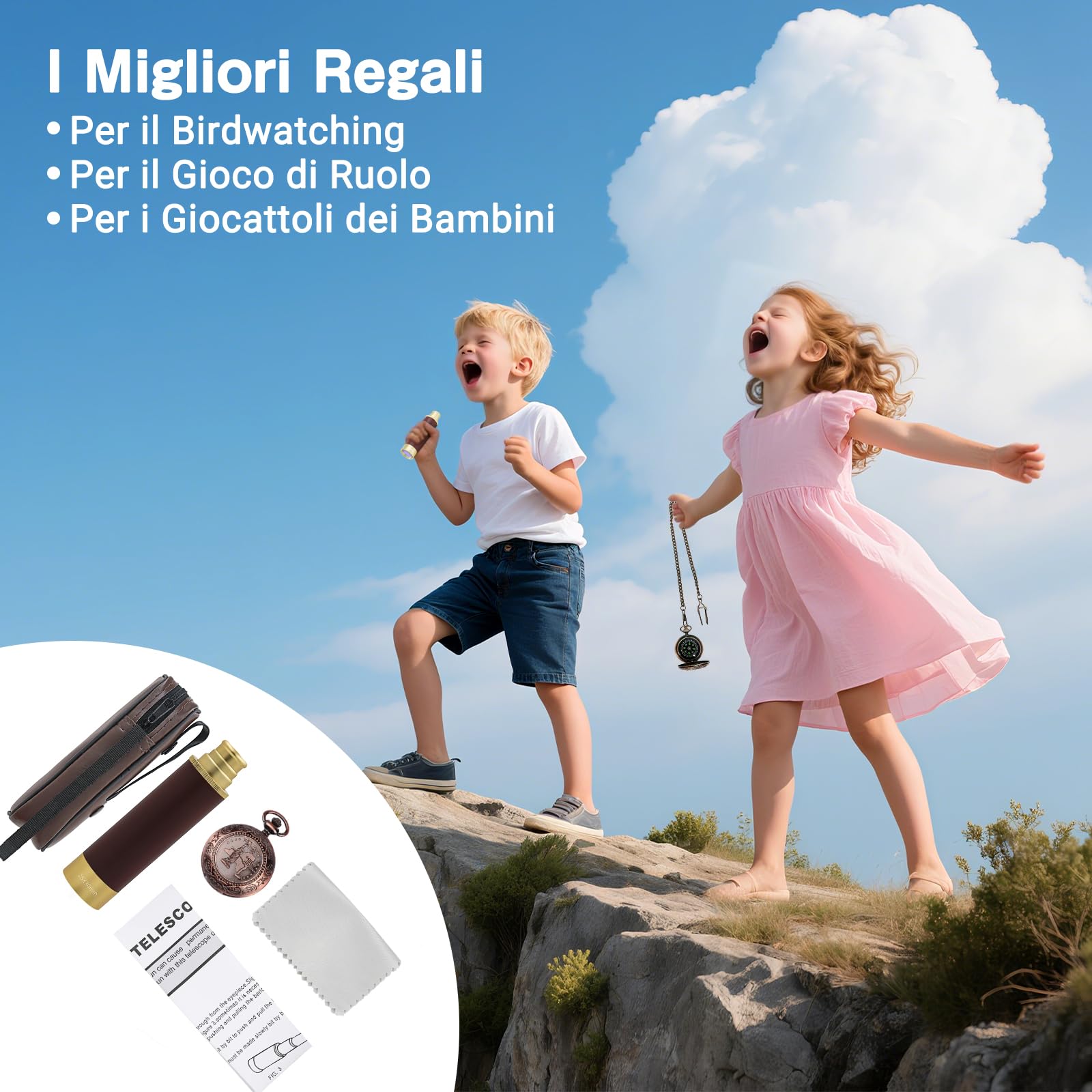 Retro Pirata Telescopio Monoculare 25x30 Zoomable Vintage Capitano Jack Spyglass BAK-4 lente binocolo bambini pieghevole portatile Pocket Monoculare con bussola adulto per campeggio all'aperto