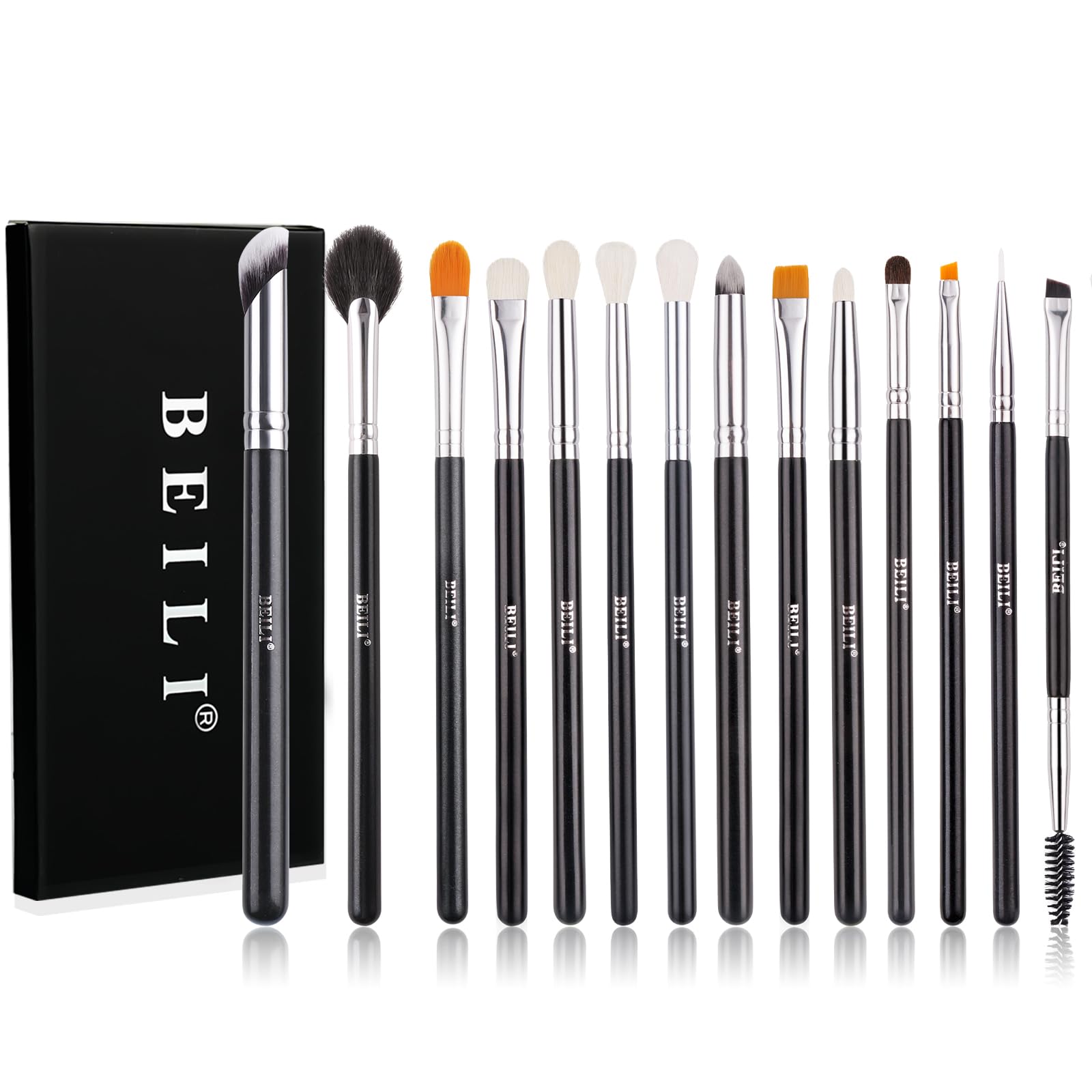 BEILI Brochas de Maquillaje de Ojos 15 Pcs Maquillaje Pinceles Profesional Brochas Maquillaje Cejas Cepillo de Labios Delineador Brochas Sombra Pinceles Corrector Brochas Cosméticas Polvos