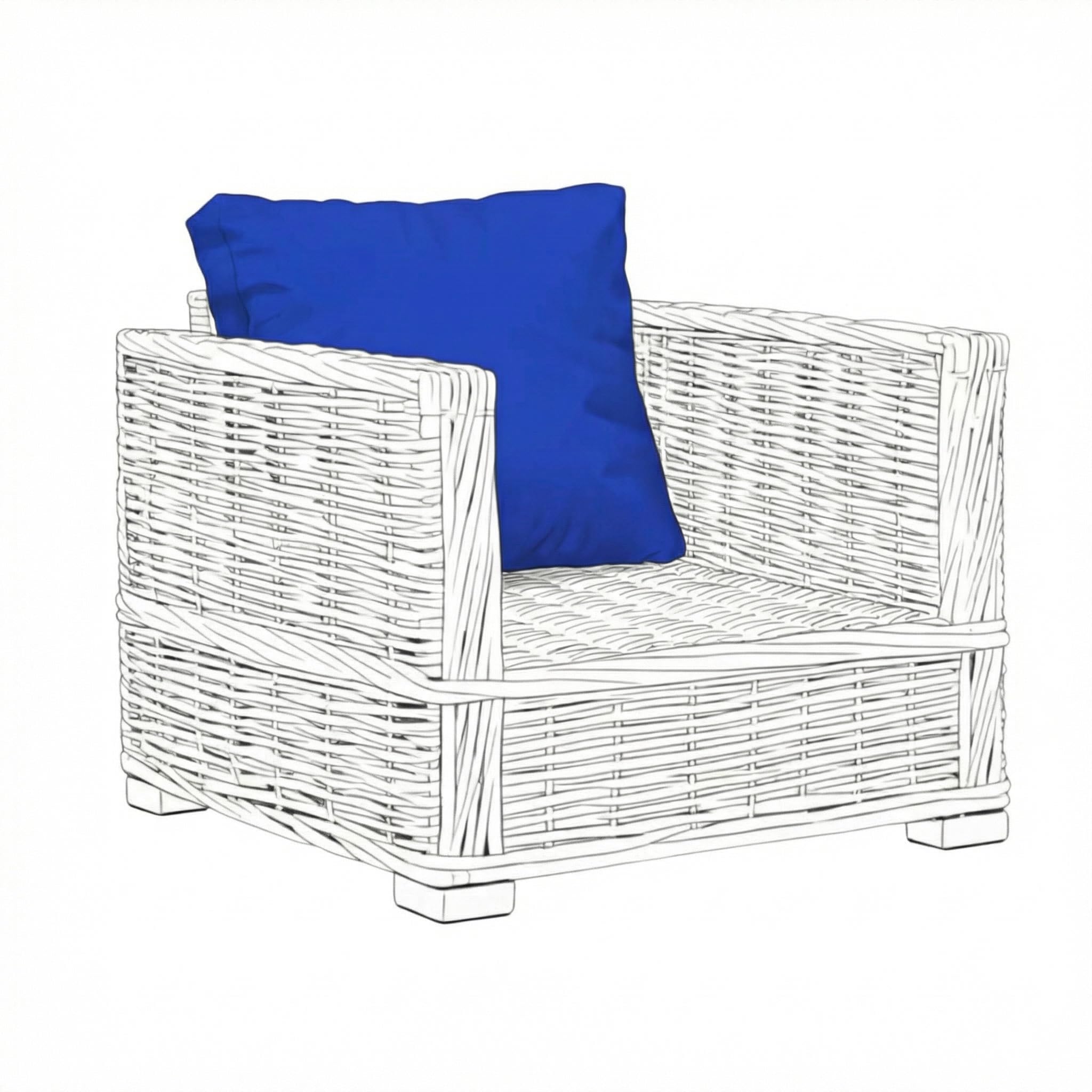 Replacement Rattan Seat Pads & Cushions Water Resistant for Outdoor Patio Garden Seating [Royal Blue, Cushion 52x40]-image-46