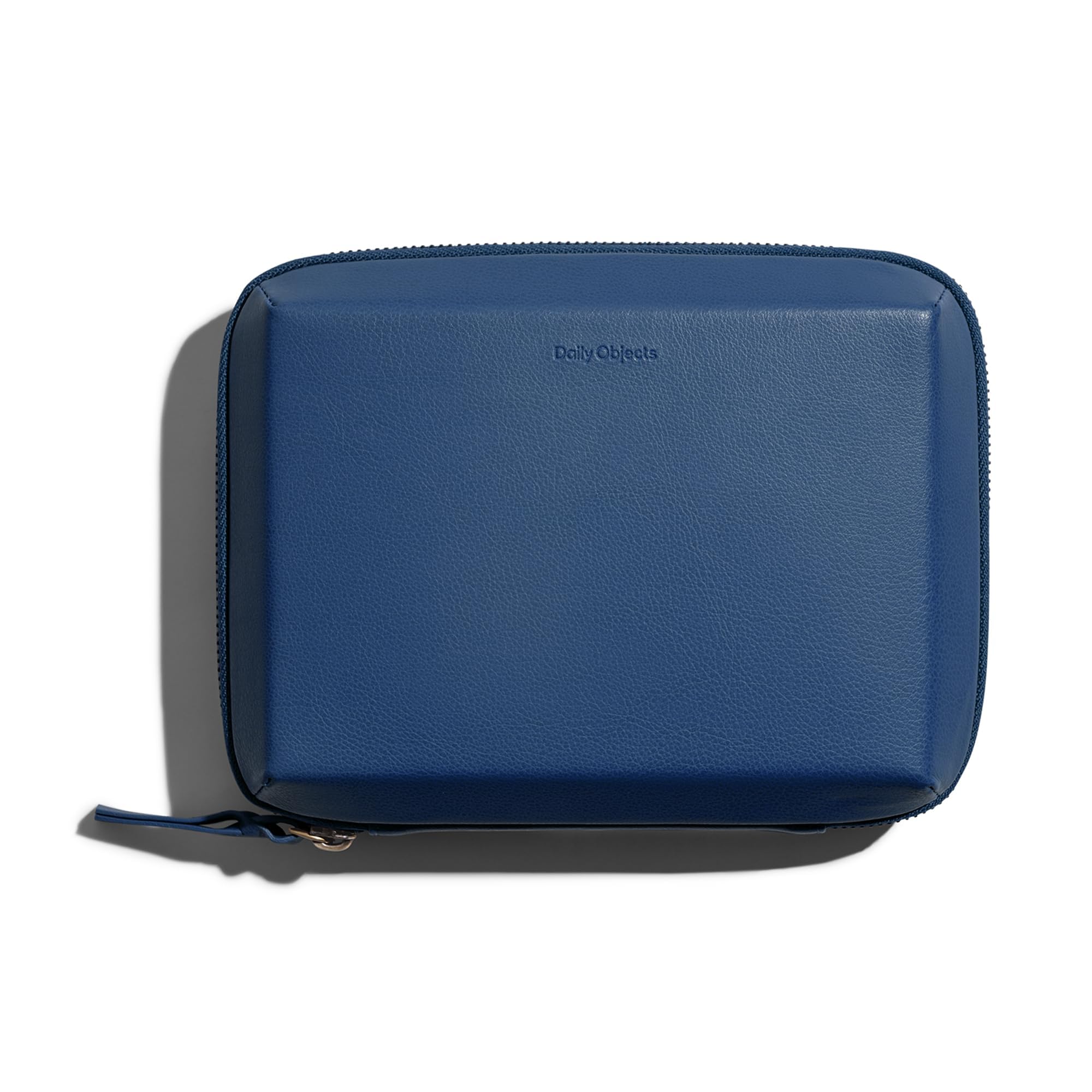 DailyObjects Leather Travel Electronic Accessories Storage Bag | Portable Gadget Organizer Case | Tech Kit Pouch for Cables, Drives, Chargers, Adapters, Power Banks | Charger Wire Organiser - Blue