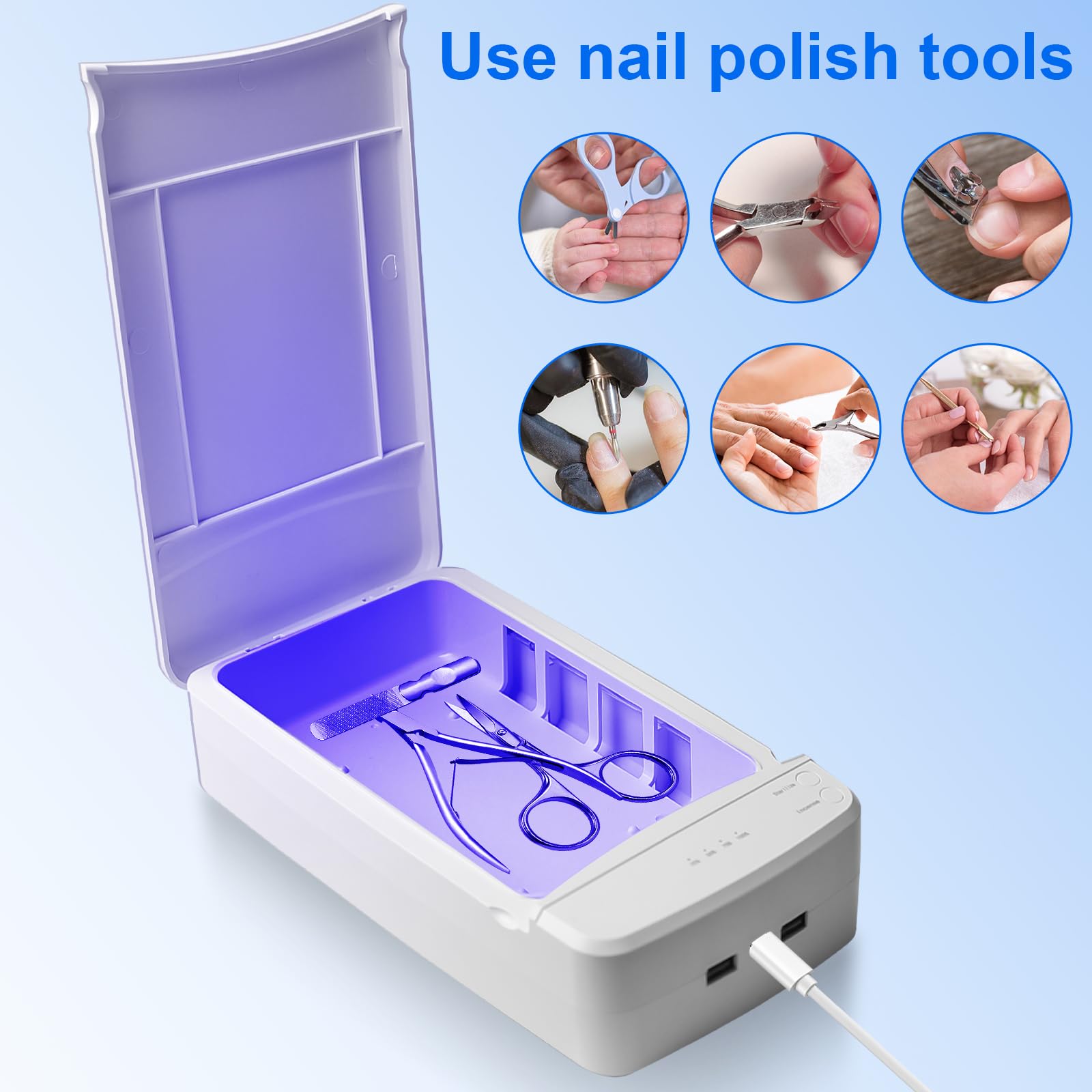 Sterilizzatore portatile per lampada UV a doppio strato - Scatola professionale per unghie UV - Dispositivo di disinfezione a LED - Dispositivo di disinfezione per saloni di manicure