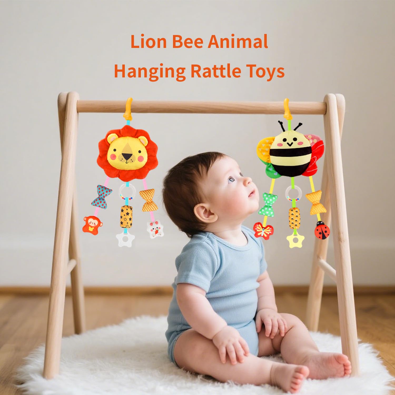 Babyspielzeug für 0, 3, 6, 9 und 12 Monate,Plüsch Tier Hängende Spielzeug,Neugeborene Interaktives Weiches Spielzeug,Autositz Kinderwagen Spielzeug für Junge Mädchen