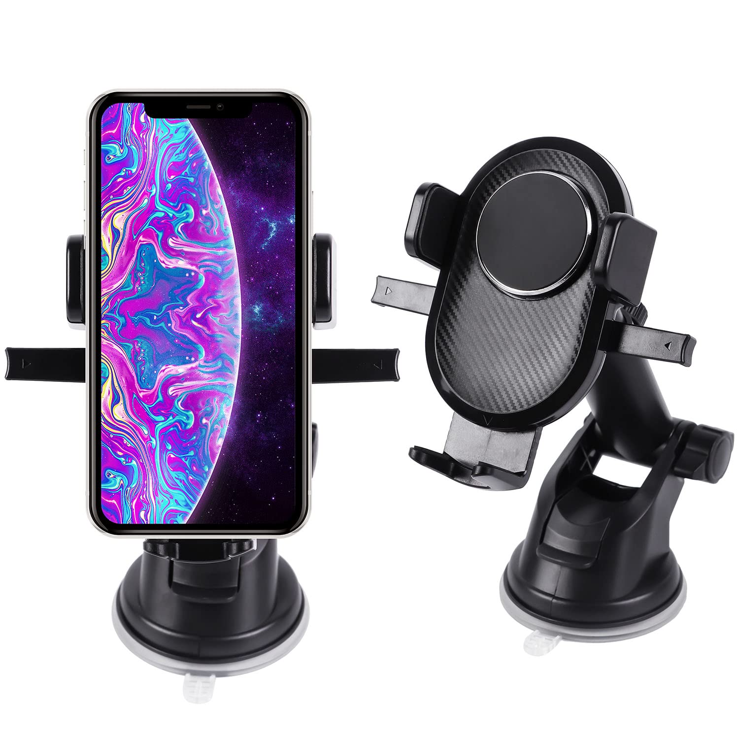 Car Phone Holder Shock Resistant Powerful Suction Cup 360 Degree Rotation Universal Windshield Dashboard Mount for 3.7-6.7 inch Mobile Phones