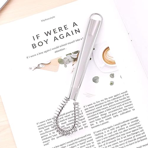 Miniatura 3 de Juego de 2 mini batidores de huevos de acero inoxidable, bobina de resorte, buenos agarres, batidor de salsa y salsa para mezclar, batir y revolver,