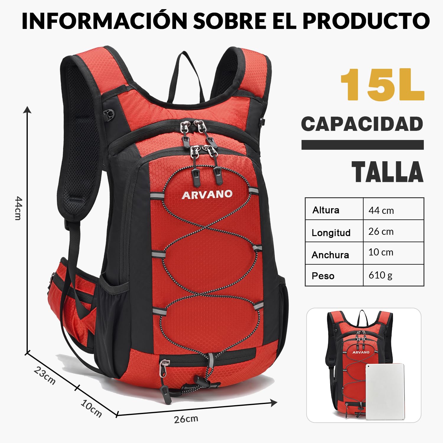Bolsos Medidas Mochila 15 Litros Mochila Bicicleta Montaña Mochila