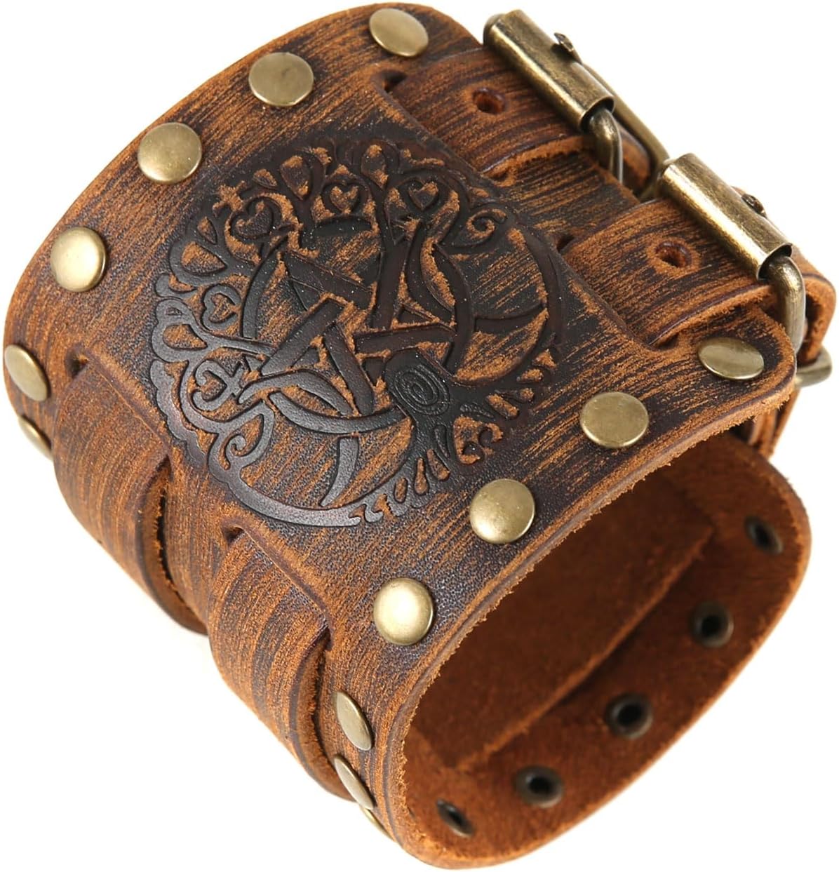 Men's Wide Cuff Wristband Punk Rock Motorbike Wide Belt Leather Bracelet