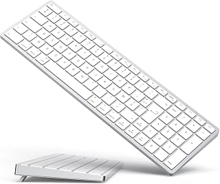 Kabellose Bluetooth-Tastatur für Mac OS, AZERTY-Layout, Scherentasten für präzises Tippen, wiederaufladbarer Akku, extra lange Akkulaufzeit, kompatibel mit iMac/MacBook Pro/Mac Mini oder iPad