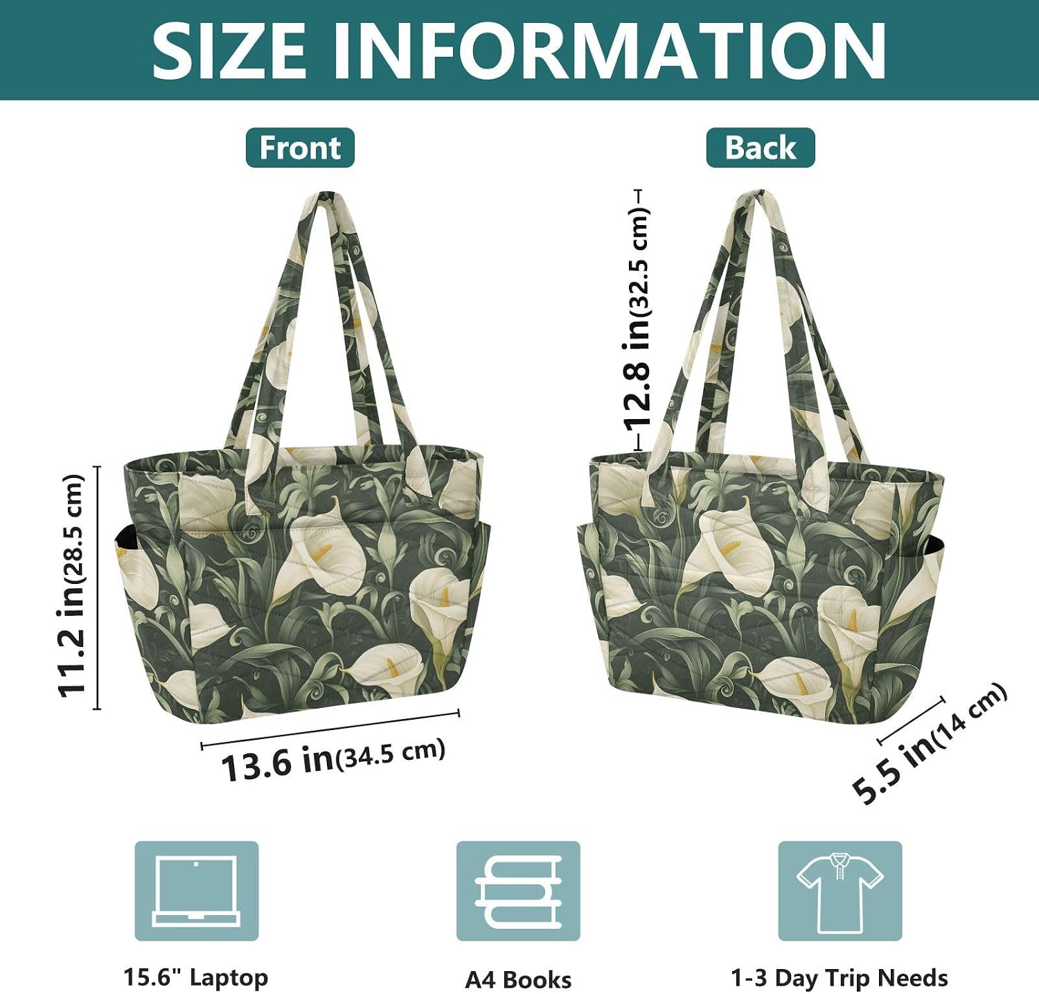 Retro Vintage Calla Lily Flowers Tote Bag Work Bag for Gym Anti-Scratch Lining bolso Casual