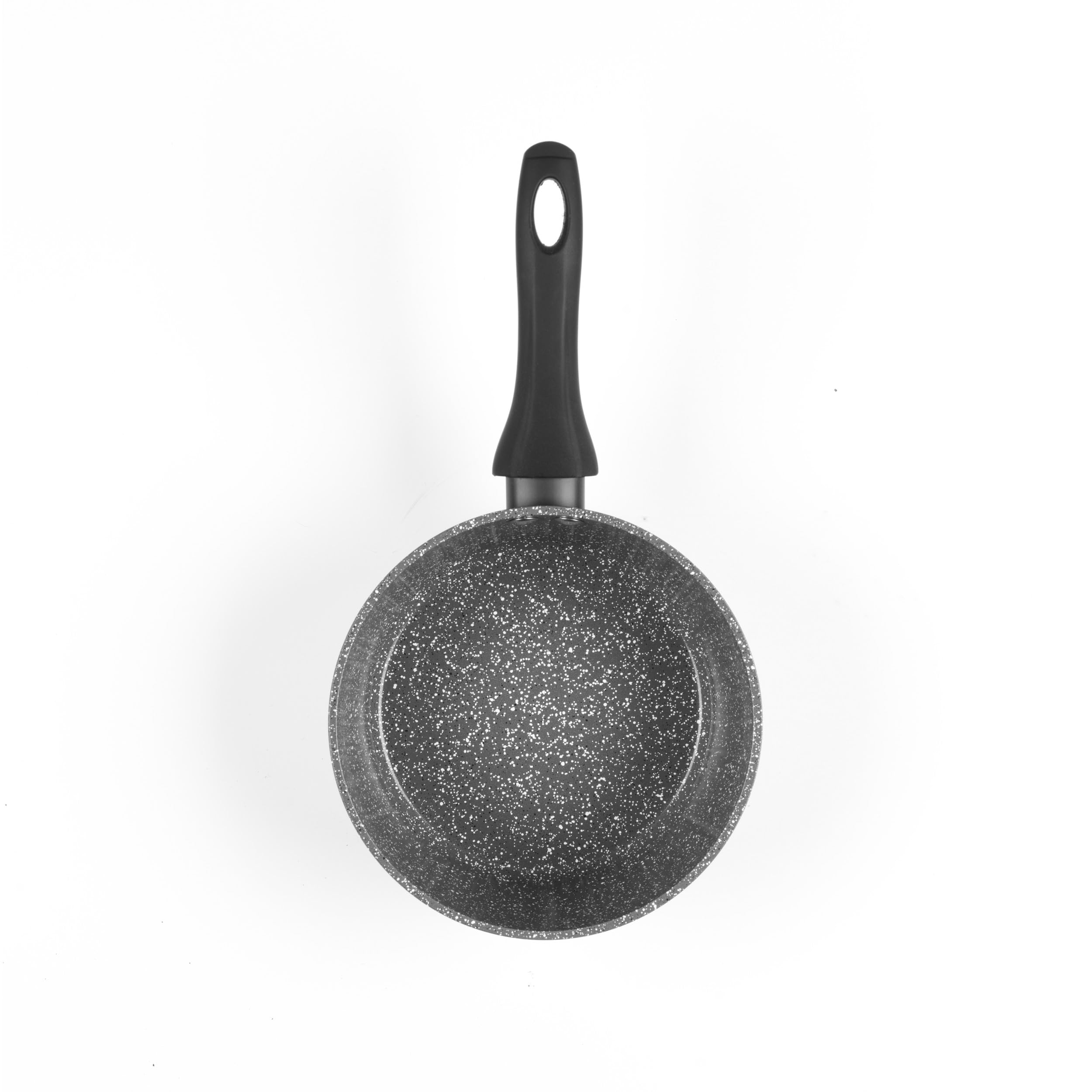 Salter Go Green Thermo Collar 4-częściowy zestaw patelni – technologia wskaźnika ciepła, bez PFAS, rondle 16, 18, 20 cm z pokrywkami i patelnią 24 cm, ceramiczne nieprzywierające, miękkie w dotyku