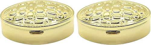 Miniatura 2 de Juego de 2 pastilleros y organizador de bolsillo ovalado con compartimentos dobles (celosía dorada)