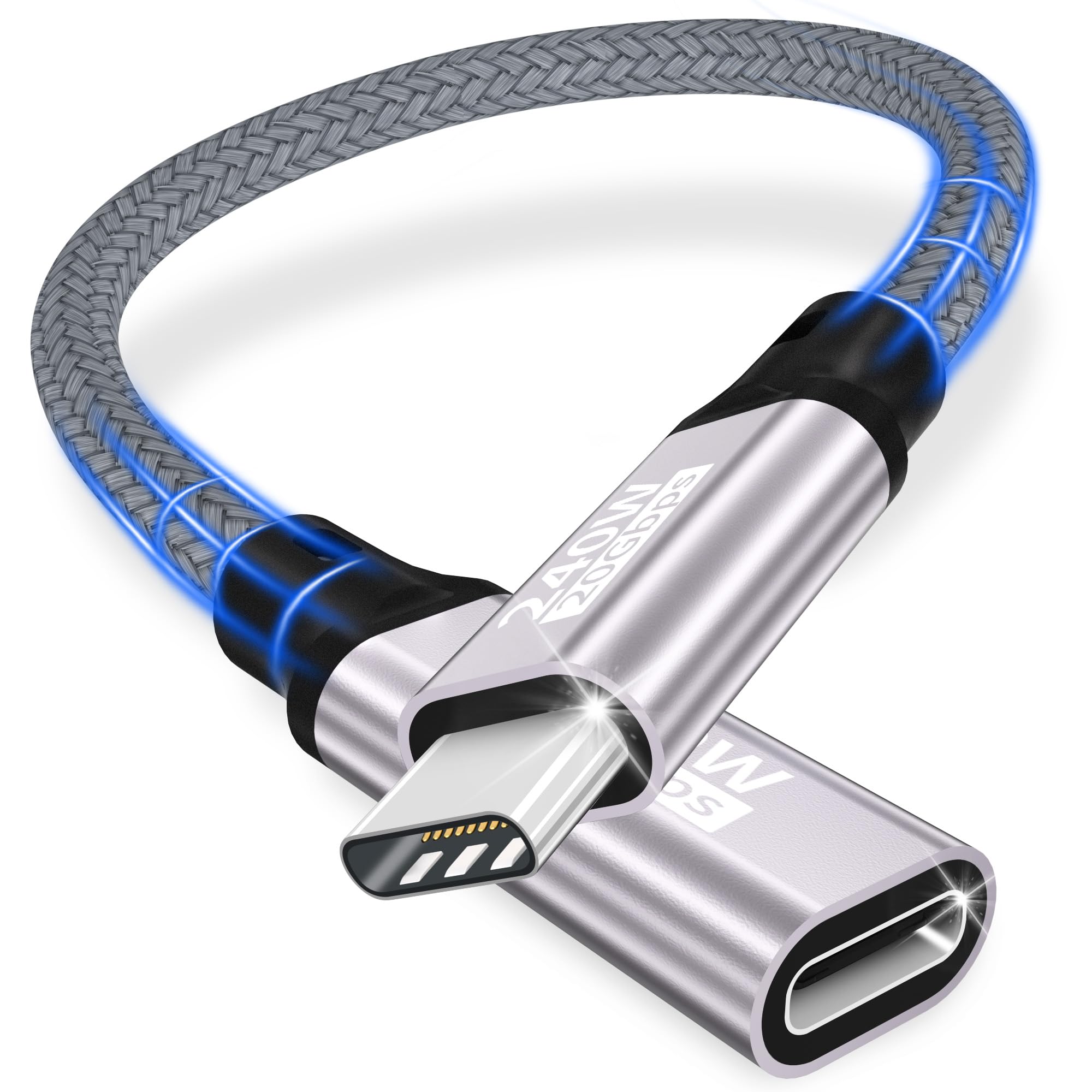 USB C Verlängerung kabel,20Gbps/240W/5K@60Hz USB C 3.2 Extender 0.2M,4K@144Hz Typ C Video Verlängerungs Kabel Stecker zu Buchse Kompatibel mit iPhone 16/Plus/Pro/Pro Max/iPhone 15/MacBook Pro/iPadPro