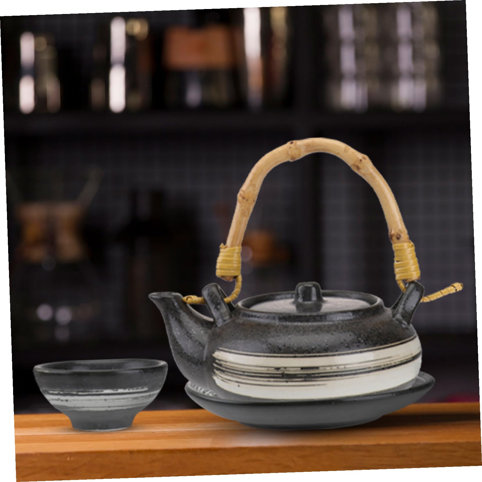 Tetera Pequeña de Cerámica 1 Juego Estilo Japonés | Plato y Taza, Fácil de Limpiar, Base Estable, Diseño Elegante y Excelente Acabado para Casa y Casa de Té Estilo Aleatorio