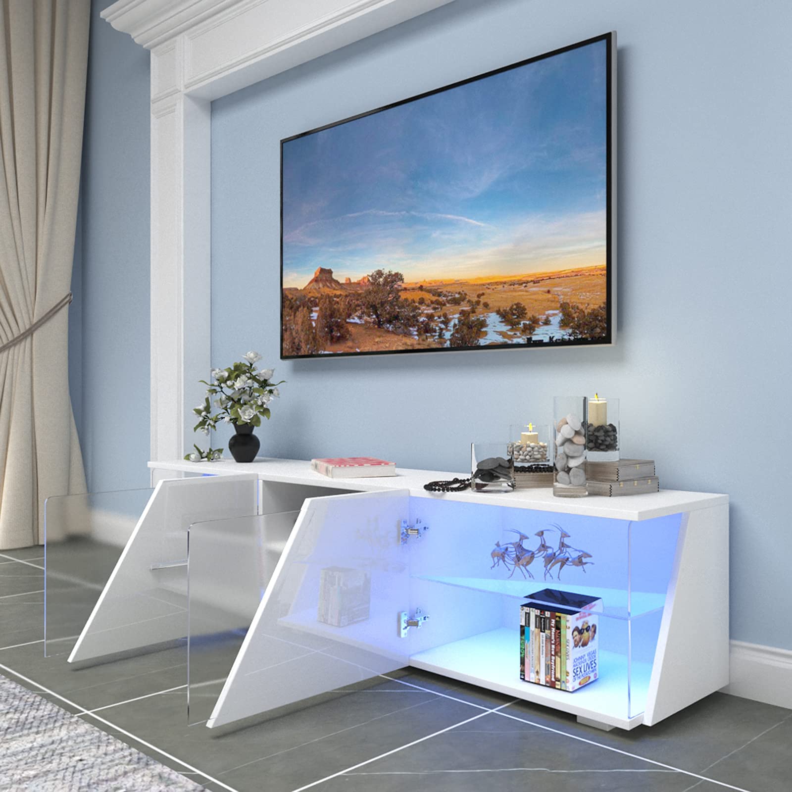 Dripex Mobile TV Mobile Porta Televisore con Illuminazione a LED 150cm
