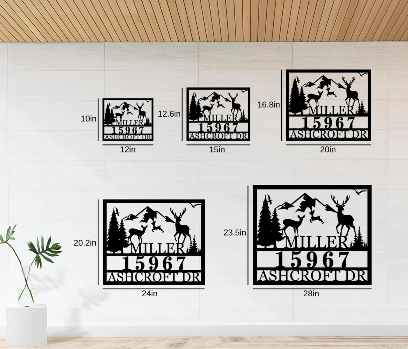 Metal Deer Family Scene Outdoor Sign Address Numbers for Houses Custom Deer Name Sign Personalized Metal Address Family Name Sign Custom House Number Sign Outdoor Sign Housewarming Gift…