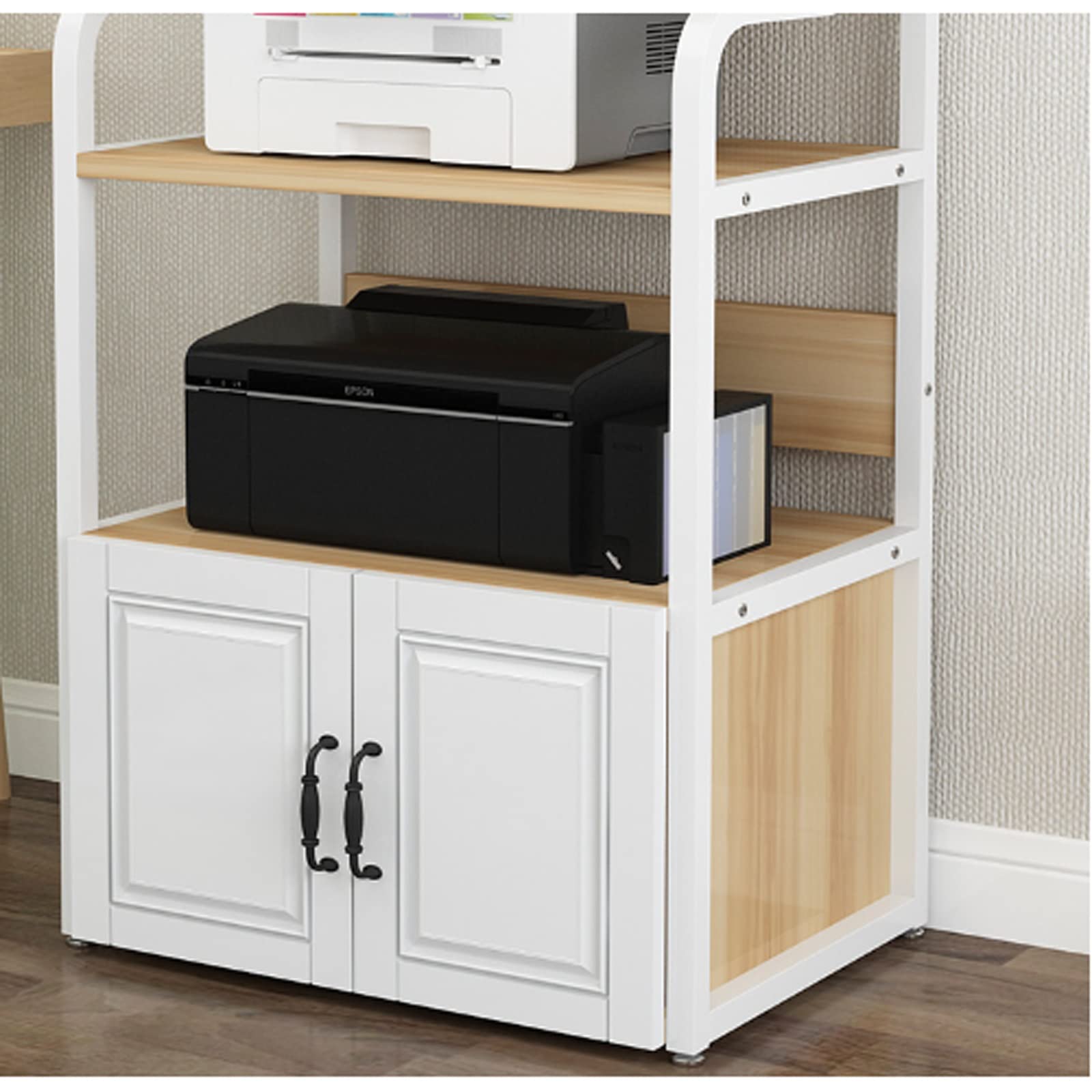 Stampante Piedistallo Supporto for stampante Scaffale multiuso a 4 livelli for lettori multimediali Scanner file Libri Forno a microonde in cucina Soggiorno Home Office