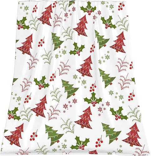 Manta de franela con diseño de copo de nieve, árbol de Navidad, regalo de Navidad, sin copos de nieve, para sala de estar, dormitorio, sofá, manta