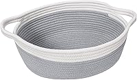 Goodpick Cotton Rope Small Storage Basket with Handles - 12x8x5 Inch Woven Gift Basket for Nursery Toys Diapers Easter Home Decor