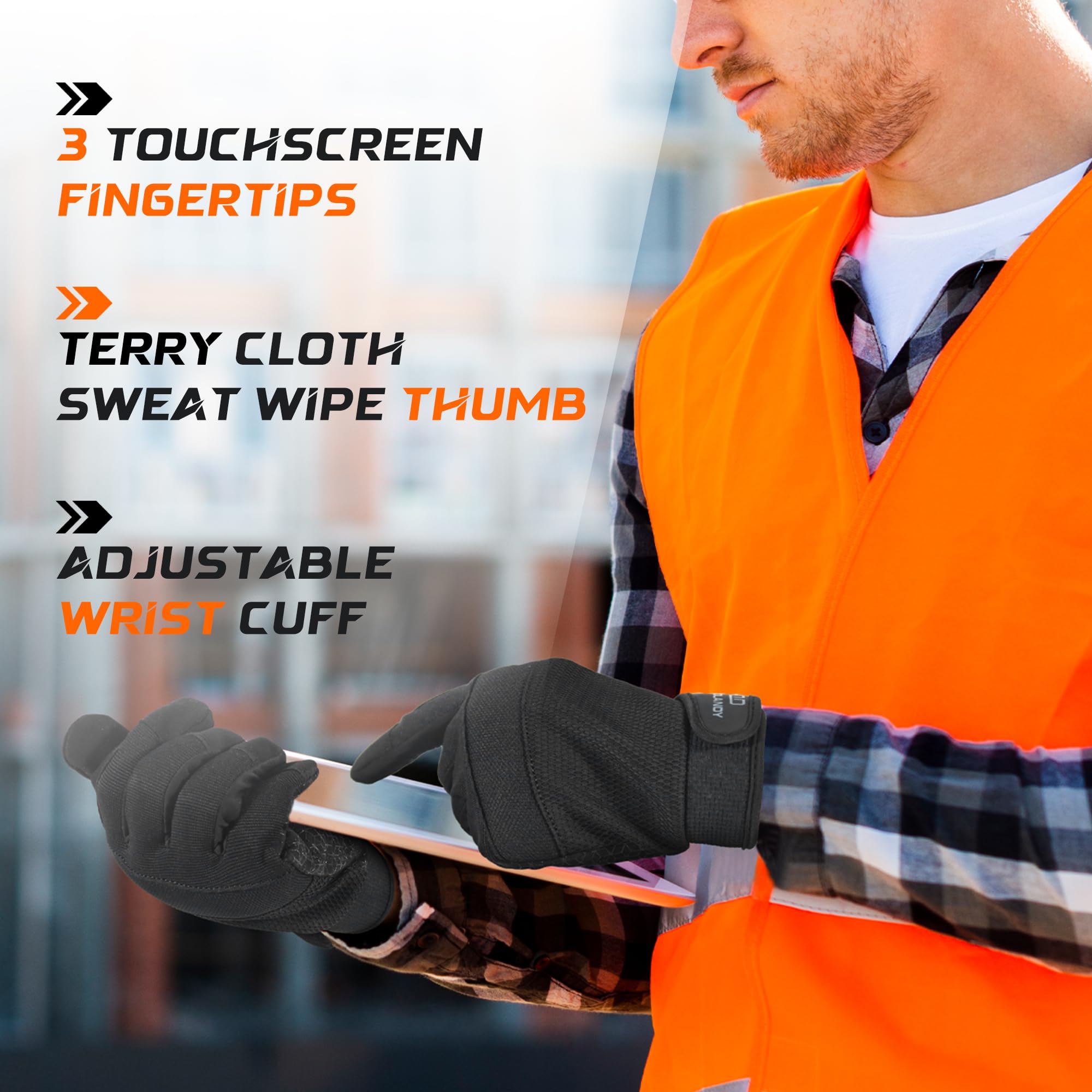 HLDD HANDLANDY UltraLight Safety Work Gloves, Mens & Women Multi-Functional Work Gloves with Extensive Palm Protection - Image 4