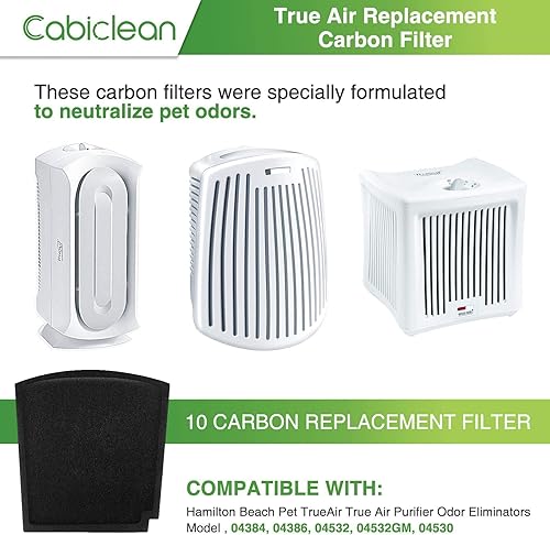 Miniatura 3 de Filtros de carbono de repuesto True Air compatibles con Hamilton Beach Pet TrueAir Purfier Eliminadores de olores Modelo 04384, 04386, 04532GM,