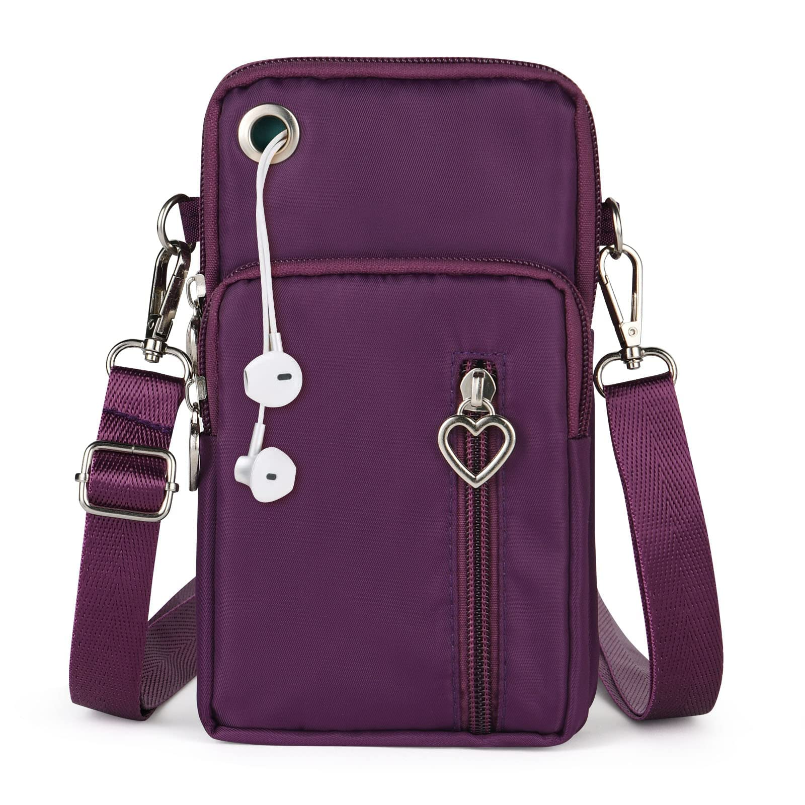 Aucuu Small Crossbody Wallet Phone Bag, Nylon Cell Phone Purse, Travel Crossbody Bag Cell Phone Shoulder Bag Arm Bag Mini Wallet Purse, with Headphone