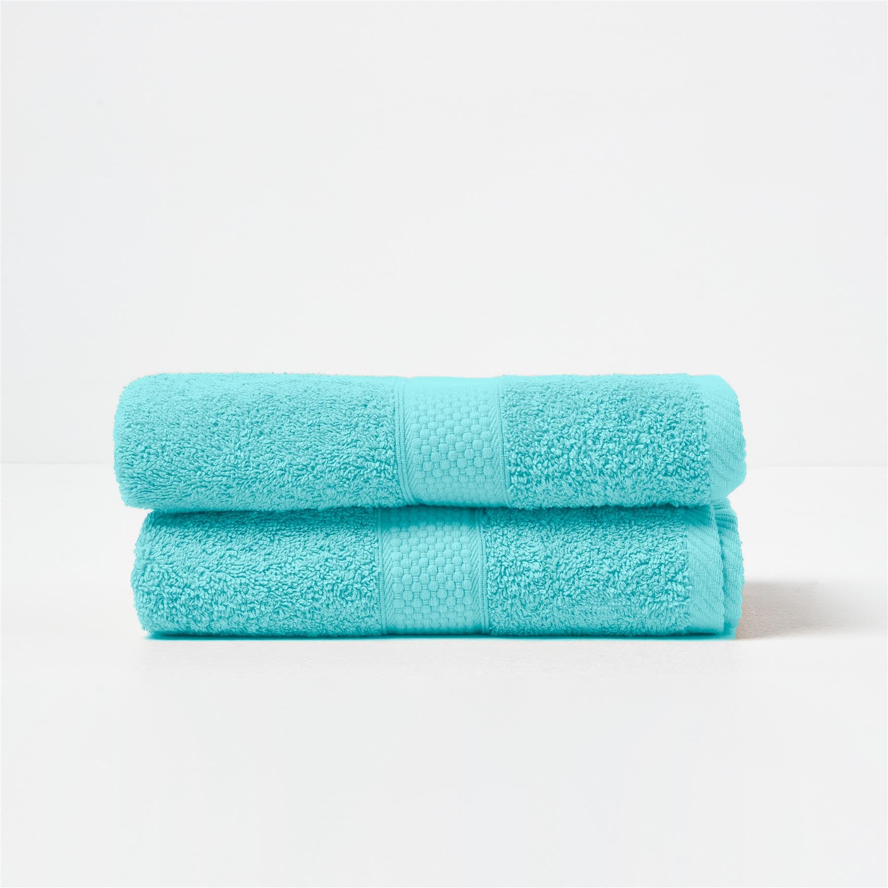 HOMESCAPES Aqua Blue Turkish Cotton Set of 2 Hand Towels Super Soft Thick & Absorbent 500 GSM Towel Heavy Weight for everyday Luxury