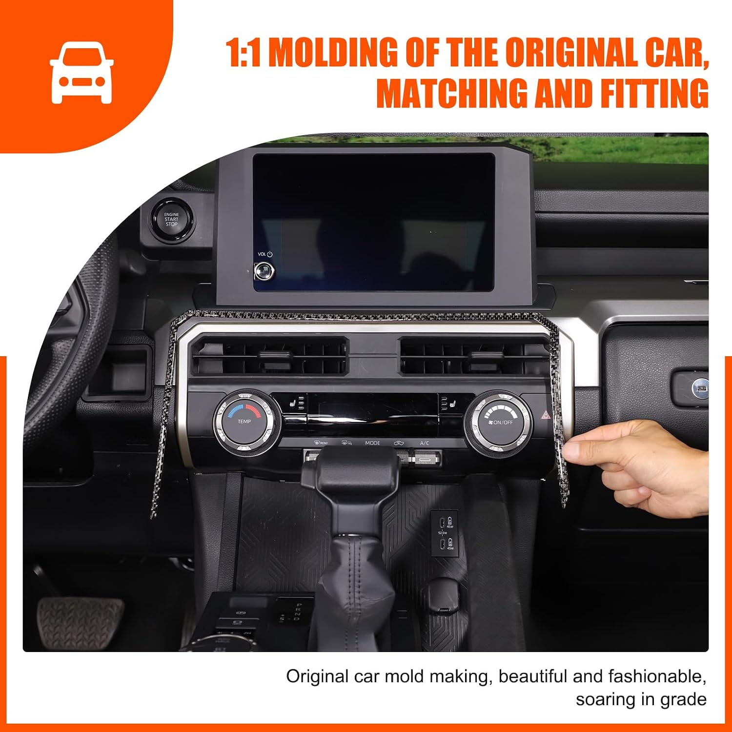 Center Console AC Panel Frame Decorative Cover Trim Compatible with Toyota Tacoma 2024 2025 2026, Car Interior Decoration Accessories (Carbon Fiber Pattern)