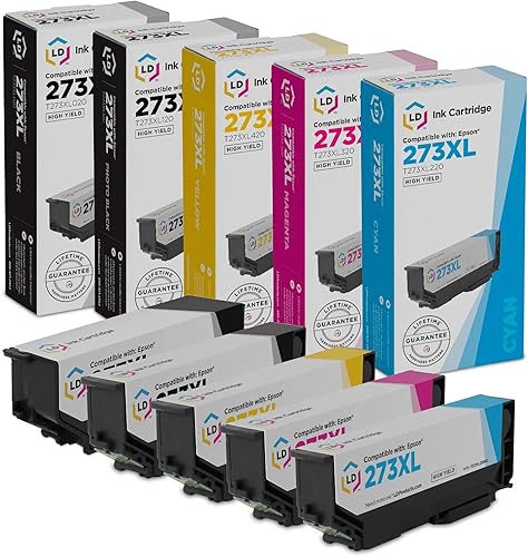 LD Cartucho de tinta remanufacturado de repuesto para Epson 273XL de alto rendimiento (negro, cian, magenta, amarillo, negro fotográfico) 5 unidades