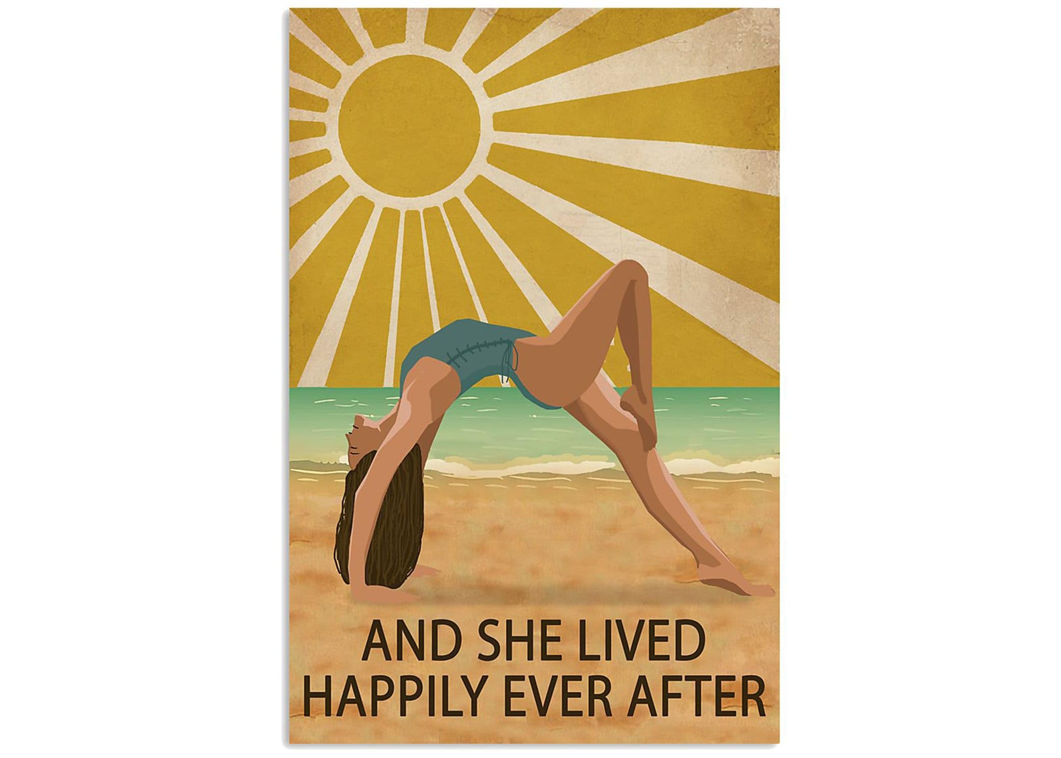 Nuboxx Yt_1 And She Lived Happily Ever After Yoga Metal Signyoga Wall Art Yoga Yoga Poses Yoga Decor Chakra Poster Yoga Lover Gift Metal Tin Sign 6X8 Inch