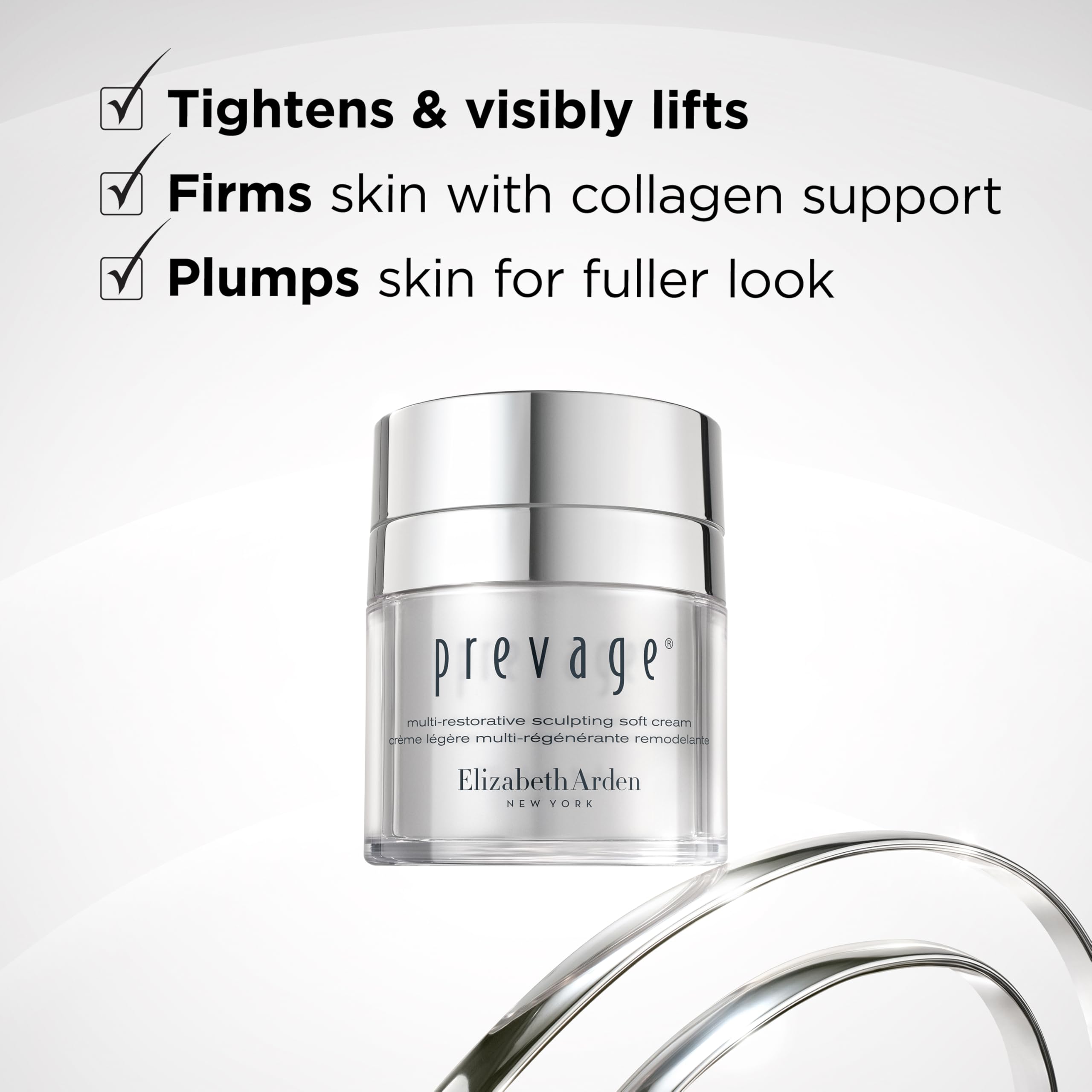 Elizabeth Arden PREVAGE Multi-Restorative Sculpting Soft Cream Firming Face Moisturizer with Idebenone, Carnosine and GraviLift Technology, 1.7 oz