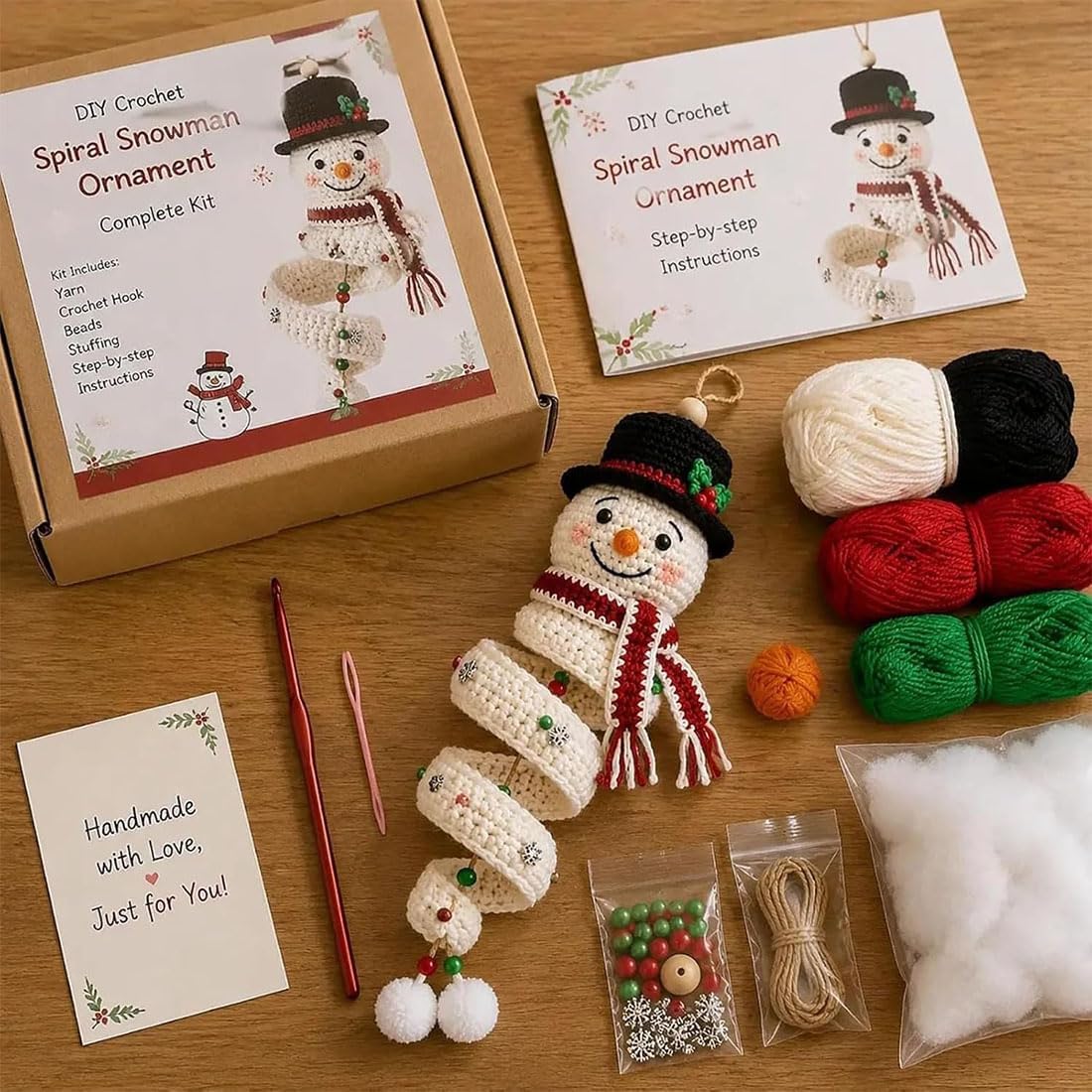 Decorazione A Spirale Con Pupazzo Di Neve All'uncinetto (4pcs)