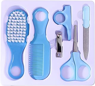 Farklı Bakım - Unique Baby Grooming Set with a range of 6 Necessary Tools Including Brushes and Care Accessories for Safe and Comforting Use (Light bIue)
