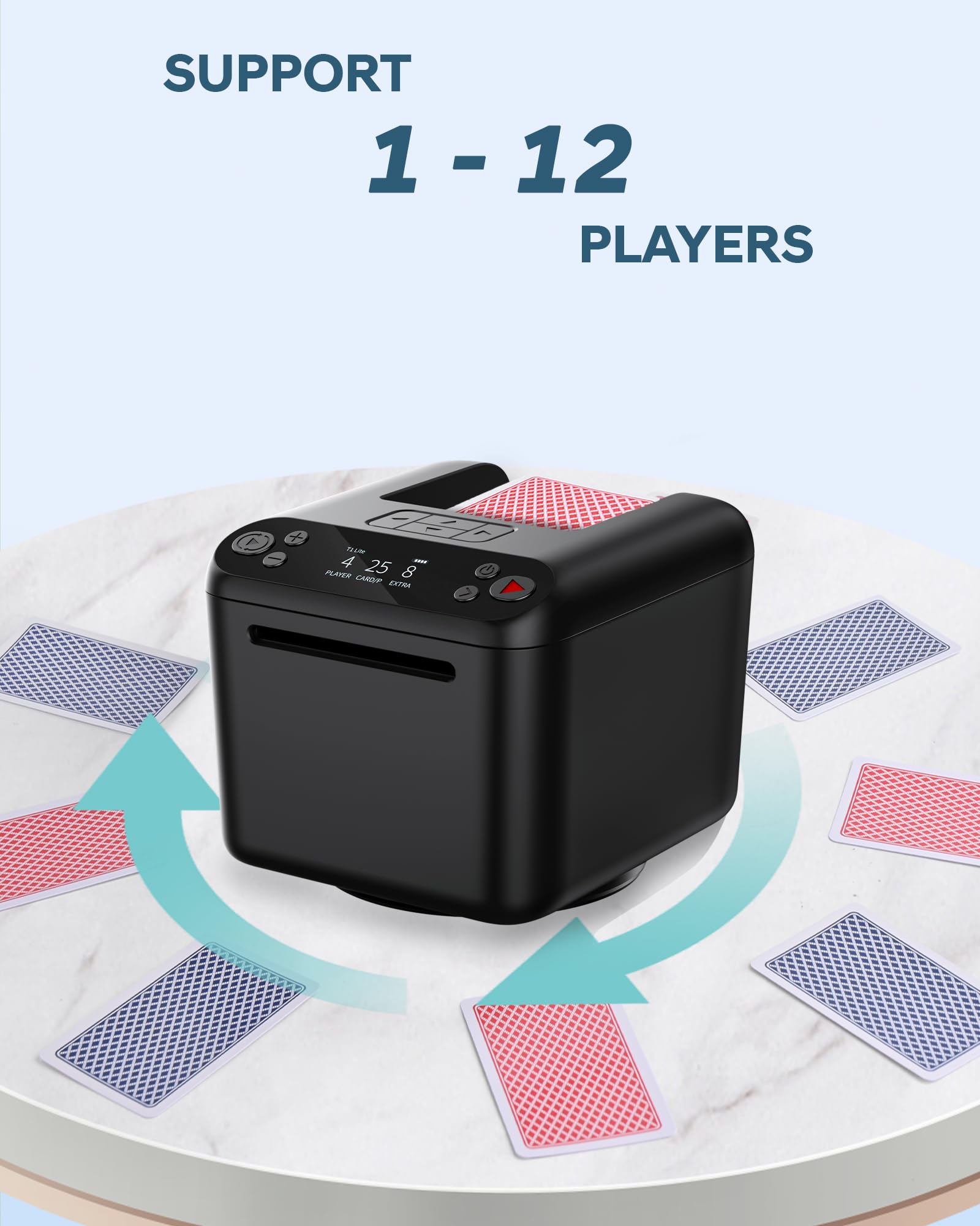 Automatic Card Dealer Machine, 180°/360° Rotating with 4 Wireless Remotes, for 1-3 Decks & Up to 12 Players - Image 4