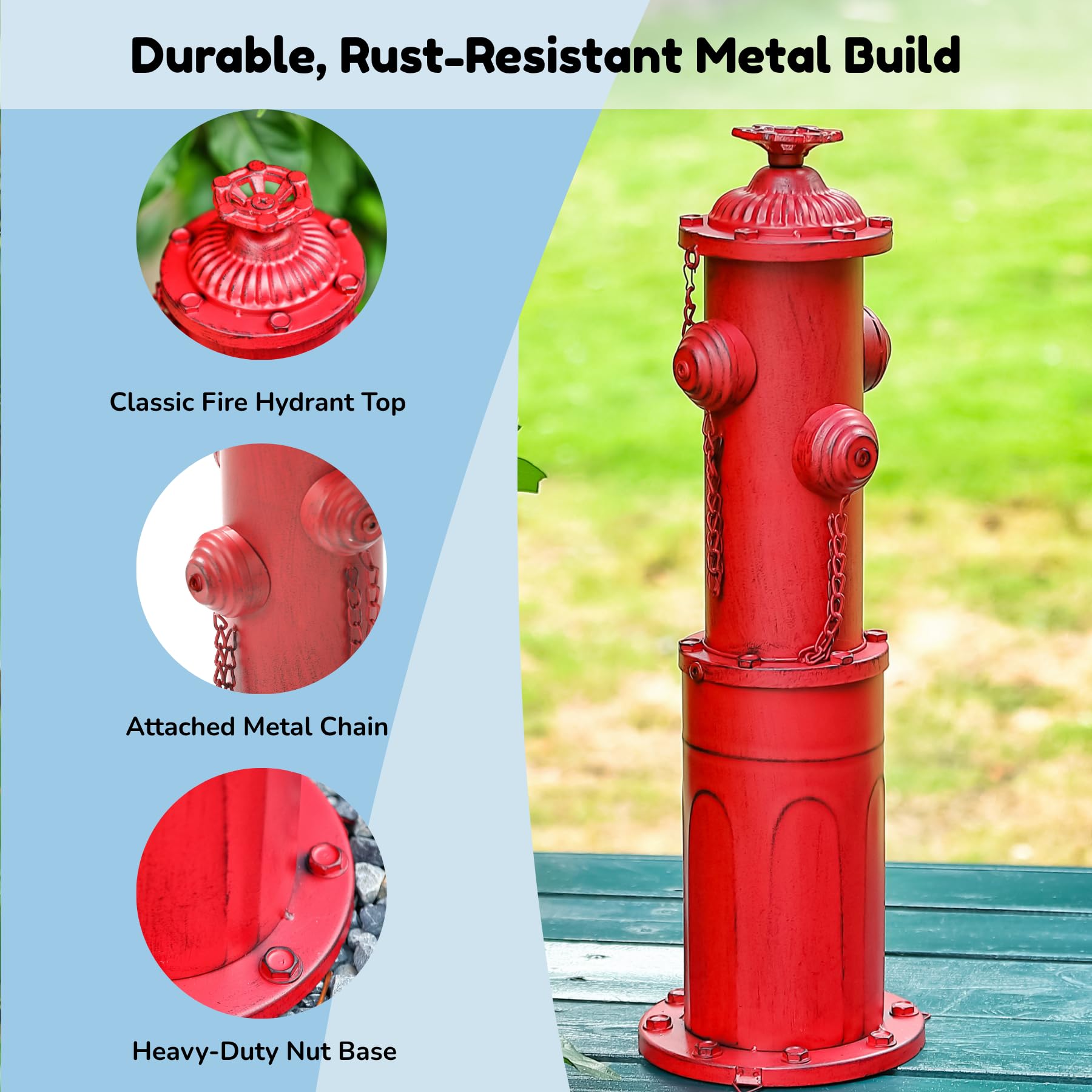 Feuerhydrant für Hunde zum Pinkeln, 57,1 cm, Metall, künstlicher Feuer-Hydrant, Pee Post rot für Outdoor-Training, Urinenstange mit Erdspießen, befüllbare Basis für Hof, Garten, Terrasse
