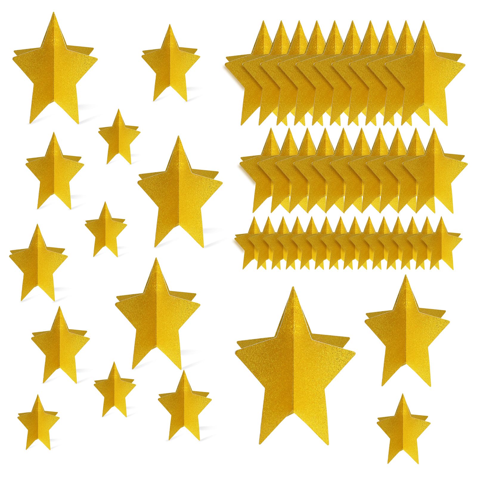 70 szt., brokatowe dekoracje 3D, gwiazda, centralne elementy na wieczór filmowy, dekoracje imprezowe, 3 rozmiary, stojące, wiszące ukończenie szkoły, dekoracja stołu, na imprezę tematyczną z motywem