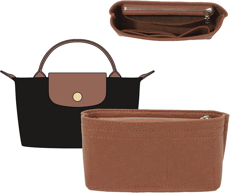 Organizador interno de feltro Doxo para bolsa Longchamp Le Pliage Mini XS, Golden Brown