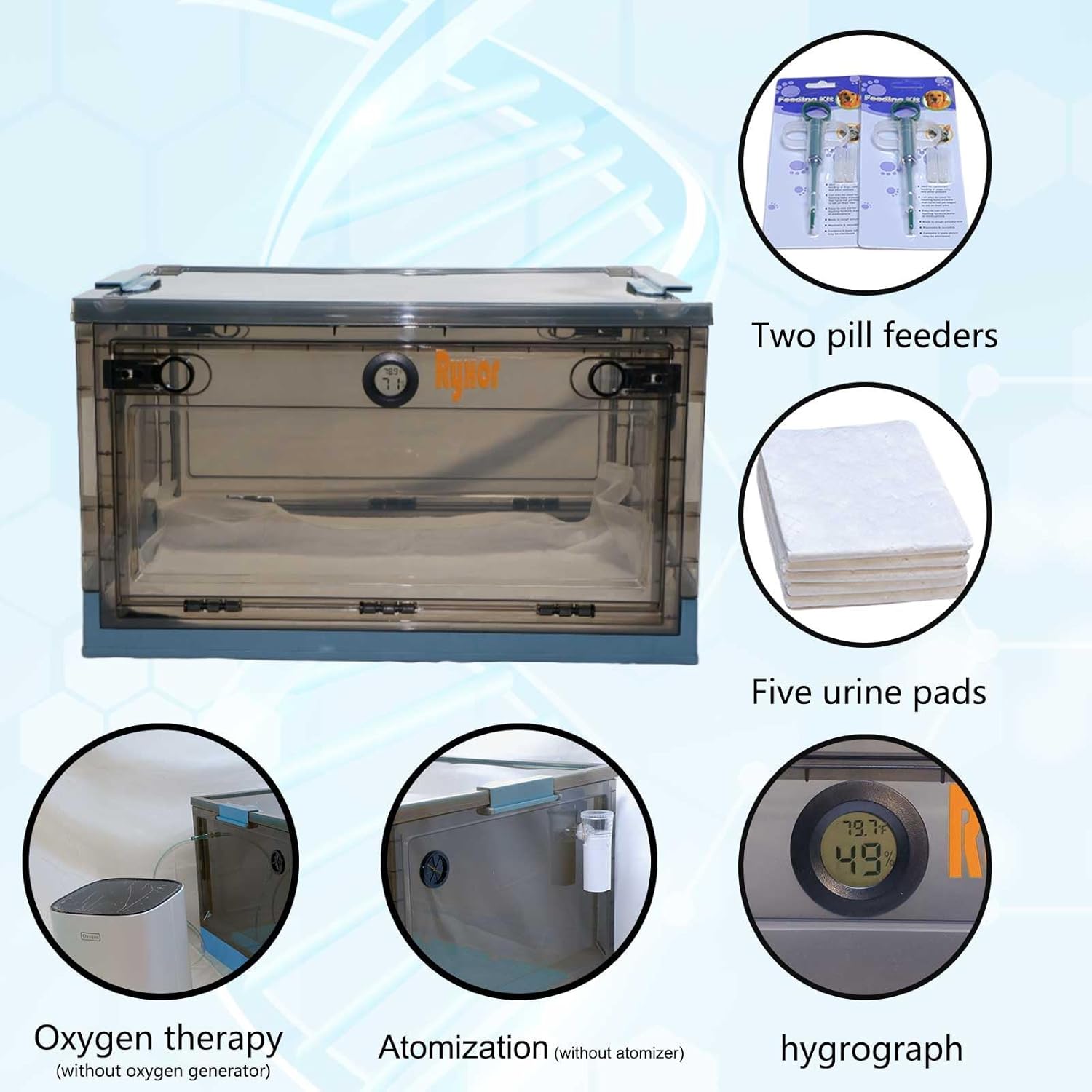 Pet Atomization Nest, Dedicated Folding Oxygen Tent, ICU Cage Cough Breathing Medical Box, Large PET Brooder Nursery for Cough Breathing Treatment Nebulization Box (Blue, Medium)