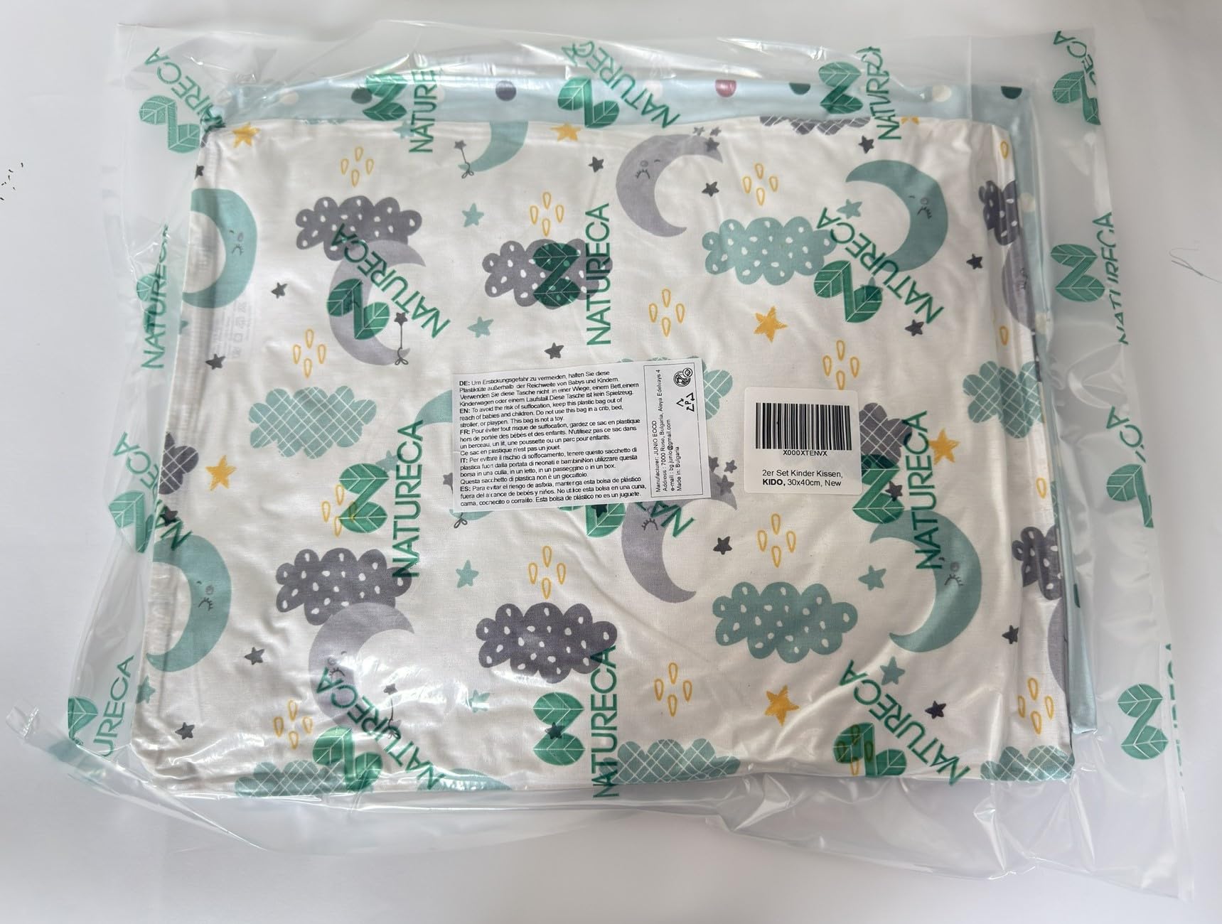 Lot de 2 Oreiller Enfant Taie D'Oreiller, Coussin 18 Mois, Housse Bébé 100% Coton, Machine à Laver