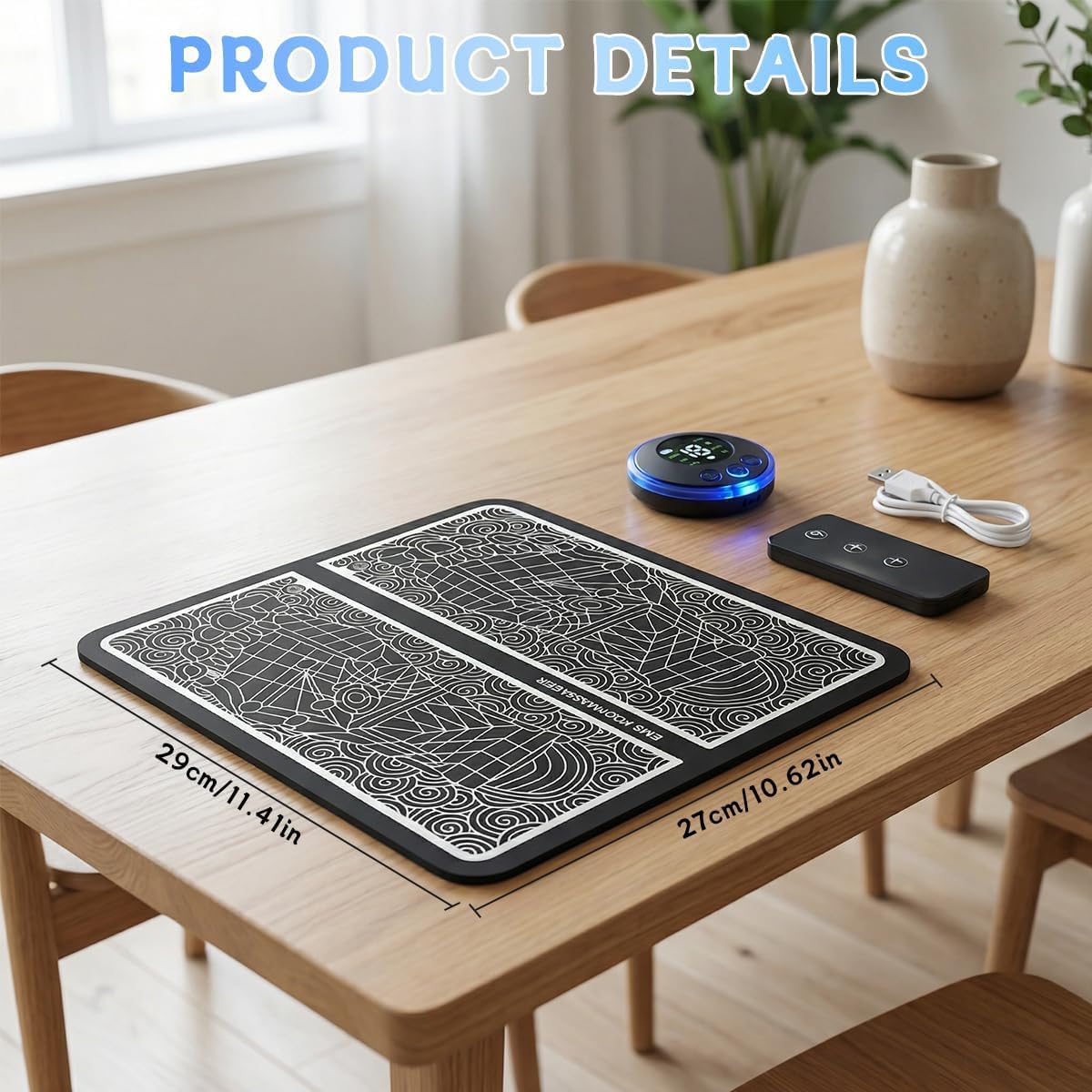 Foot Massager with Remote Control, Foot Stimulating Massage Mat Improves and Promotes Muscle Stimulator, 8 Modes 19 Levels, Foot Mat System for Pain Relief (KTR-4034) — Amazon image 6
