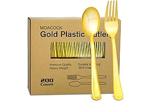 200-Piece Gold Plastic Silverware Set: Disposable Flatware for Parties and Weddings