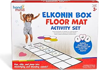 hand2mind Elkonin Box Floor Mat Activity Set, Phonemic Awareness, Phonics Games, Science of Reading Classroom Materials, Toddler Gross Motor Toys, Kids Active Play, Preschool Learning Activities