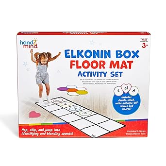 hand2mind Elkonin Box Floor Mat Activity Set, Phonemic Awareness, Phonics Games, Science of Reading Classroom Materials, Toddler Gross Motor Toys, Kids Active Play, Preschool Learning Activities