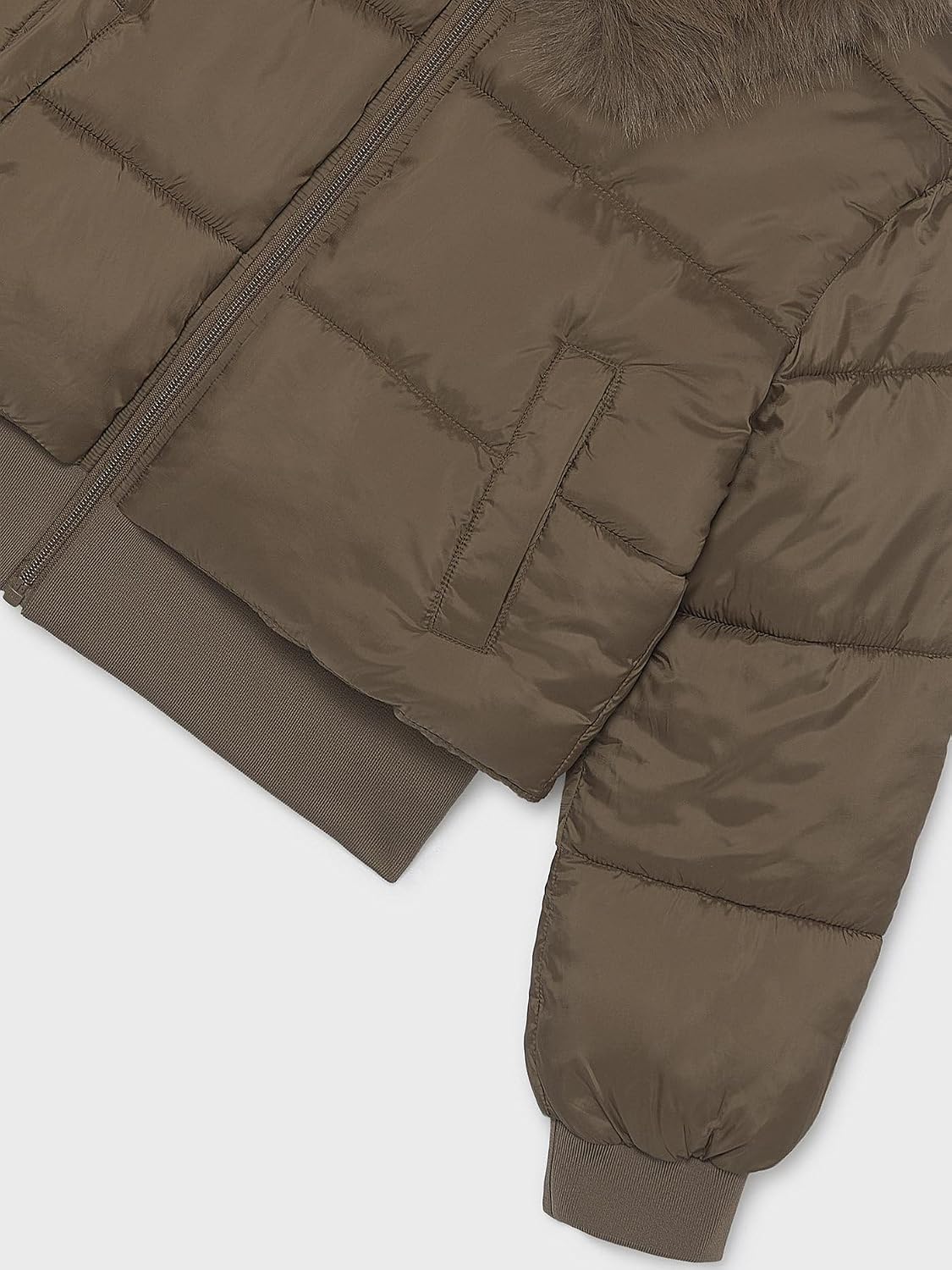 Mayoral Puffer jacket faux fur collar for Girls Mocha