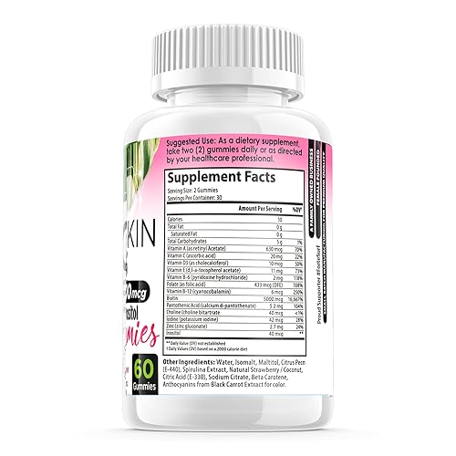 Miniatura 4 de Gomitas de biotina para el crecimiento del cabello para mujeres, vitaminas para la piel y las uñas, 5000 mcg de biotina, fabricadas en Estados